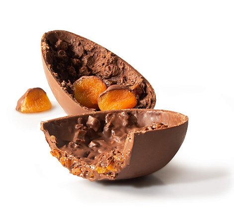 Ovo de Chocolate Ao Leite com Pedaços de Damasco na casca