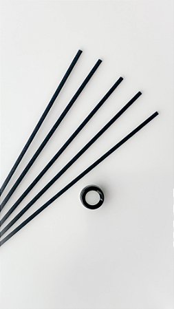 5 Varetas de fibra + Tampa para difusor de ambiente Preta