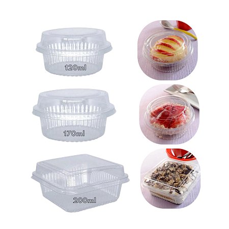 Kit de Embalagens Transparentes para Doces e Bolos 300 Peças