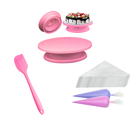 Kit Culinário Bailarina Giratória Fouet Espátula E Saco Confeitar
