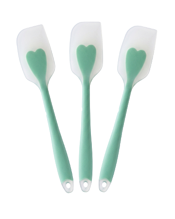 Kit 3 Espátulas Silicone Cozinha Coração 28cm Reforçada