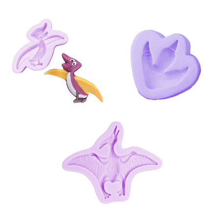 Kit 3 Moldes em Silicone Confeitaria Dinossauro Antiaderente