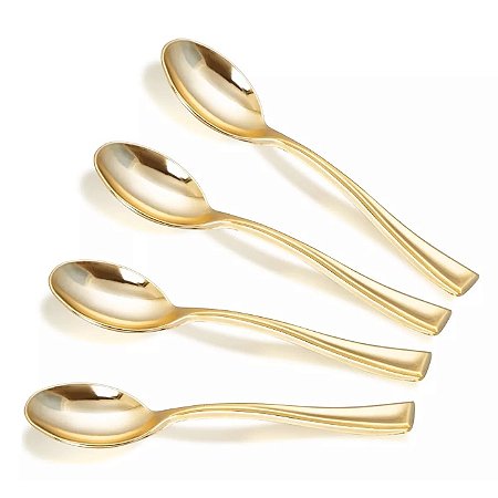 40 Colheres Descartáveis de 10cm Luxo para Ovos de Colher - Gold