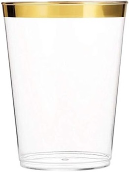 KIT 5 COPOS 300ml Descartáveis de Luxo em Plástico - Dourado