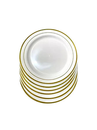 180 Pratos Sobremesa 19cm Descartáveis de Luxo em Plástico - Gold
