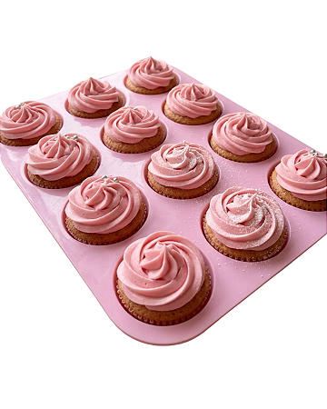 Forma para Cupcake Em Silicone 12 Cavidades Doces Petit Gâteau, Empada, Bolinho - UDlândia