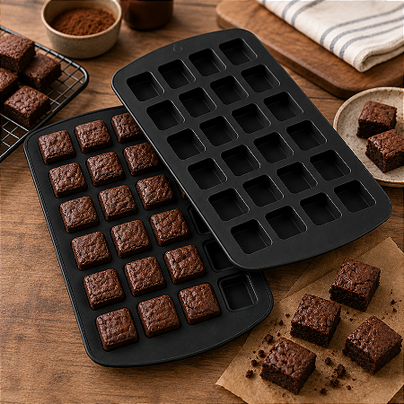 Forma Silicone Mini Brownie 24 Cavidades 4x4cm Antiaderente