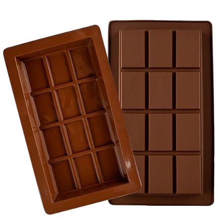 Forma Silicone Barra Chocolate Gourmet Recheada Antiaderente Retangular