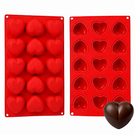 Forma de Silicone Coração com 15 Cavidades para Chocolate e Bombom - UDLândia