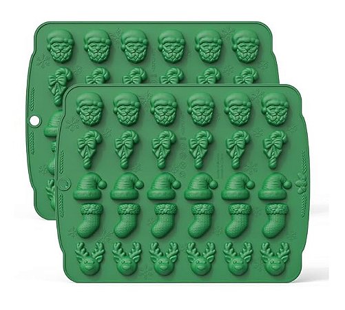 Forma Silicone Natalina Papai Noel Meia Rena Bengala Doce e Gorro