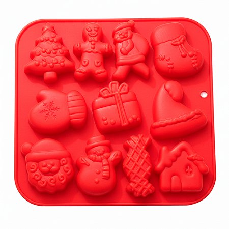 Forma Silicone Natal Árvore Papel Noel Meia Presente Bombom