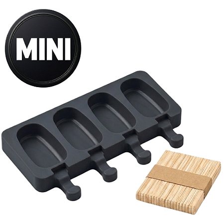 Forma de Silicone Magnum Mini Preta Picolé  4 Cavidades