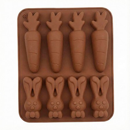 Forma Duo Páscoa Chocolates Cenoura Coelho 8 Cavidades