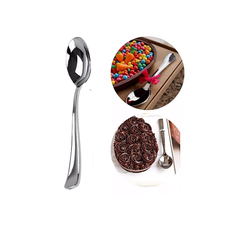 Kit 140 Colheres Descartáveis 10cm Ovos Páscoa Colher Prata