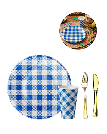 Kit 20 Convidados Grafo Faca Refeição Plástico Pratos Copos Festa Junina Papel