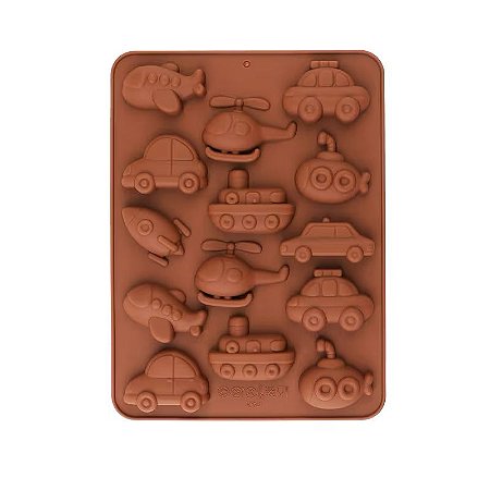 Forma Silicone Transporte Avião Carro Helicóptero Chocolate