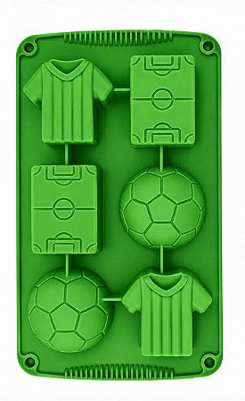 Forma de Silicone Temática de Futebol – 6 Cavidades para Bolos, Doces e Chocolates