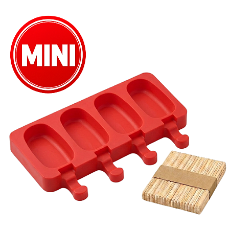 Forma Picolé Silicone  Mini Magnum 4 cavidade 50 Palitos