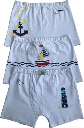 Kit com 03 Cuecas Boxer Infantil - Capitão Mário