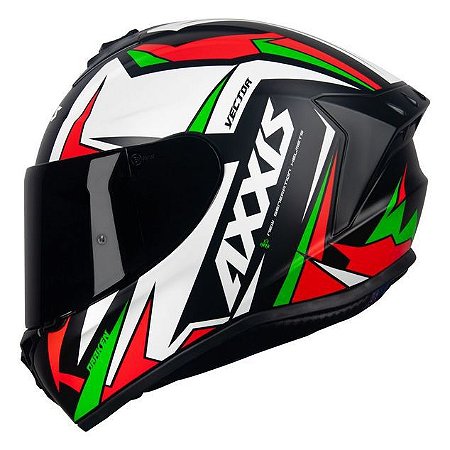 Capacete Axxis Draken Vector Preto Branco e Verde