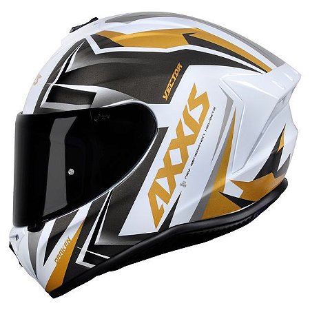 Capacete Axxis Draken Vector Branco e Dourado