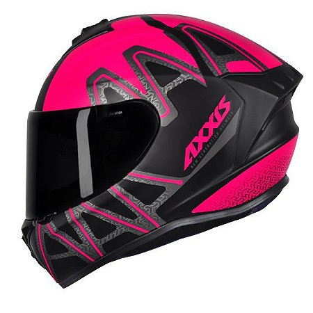 Capacete Axxis Draken Dekers Preto e Rosa