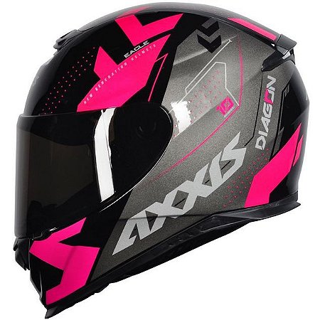 Capacete Axxis Eagle Diagon Preto e Rosa