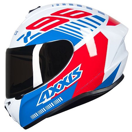 Capacete Axxis Draken Z96 Branco Vermelho e Azul