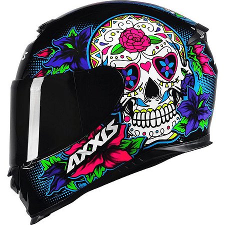 Capacete Axxis Eagle Skull Preto e Azul