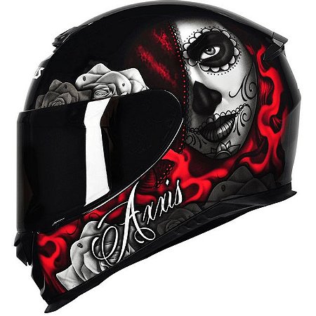 Capacete Axxis Eagle Lady Catrina Vermelho