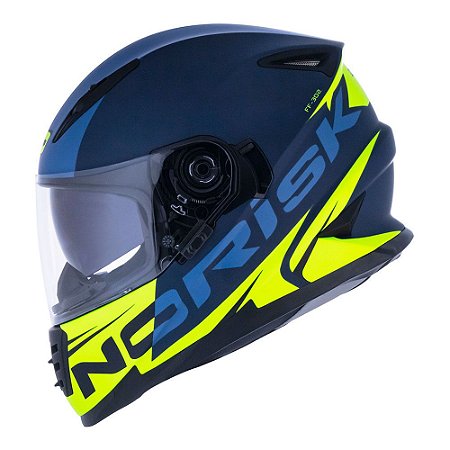 CAPACETE NORISK FF302 MANTY AZUL FOSCO AMARELO