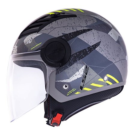 CAPACETE ABERTO LS2 OF562  CAMO TITANIUM AMARELO
