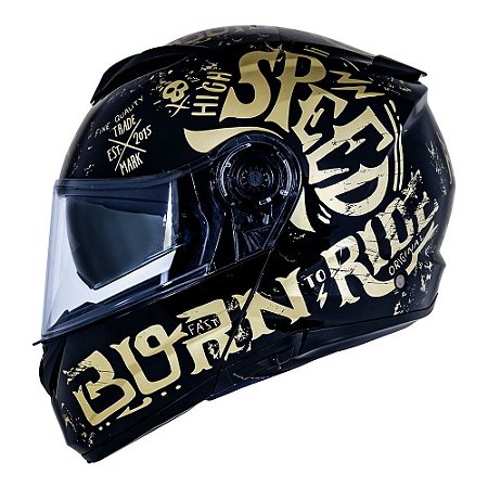 CAPACETE ARTICULADO NORISK FORCE BORN TO RIDE DOURADO
