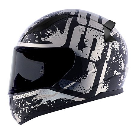 CAPACETE LS2 FF353  SPY PRETO SILVER