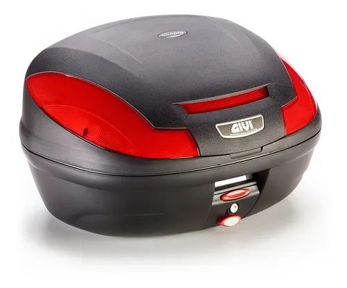 Baú Givi Monolock Simply 3  47 Litros Preto Lente Vermelha