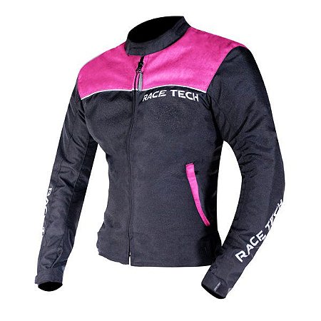 Jaqueta Race Tech Fast Preta e Rosa Feminina