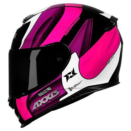 Capacete Axxis Eagle Tecno Gloss Black White Purple