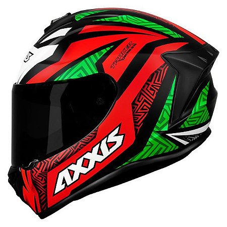 Capacete Axxis Draken Tracer Preto Vermelho e Verde