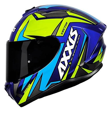 Capacete Axxis Draken Vector Azul e Amarelo