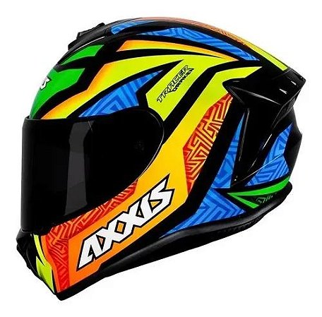 Capacete Axxis Draken Tracer Preto Azul e cinza