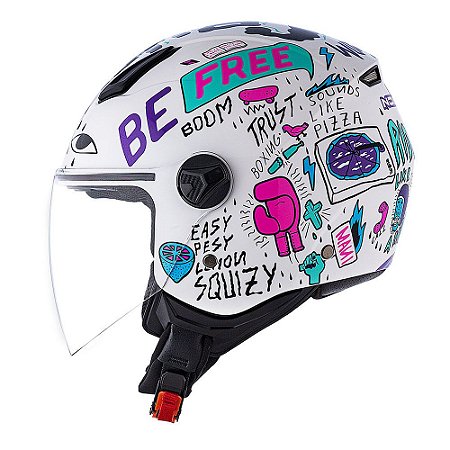 Capacete Norisk Orion Free Branco e Roxo