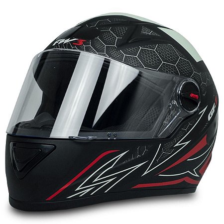 Capacete Fw3 GT2 Branco e Vermelho Fosco