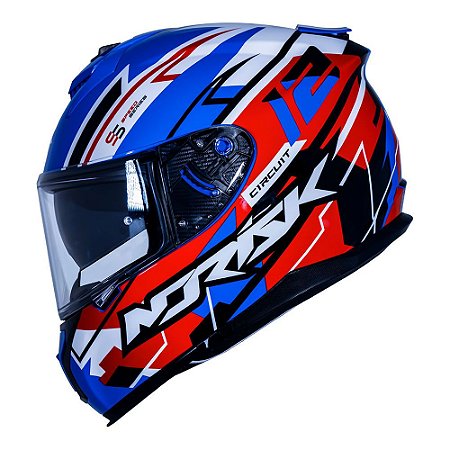 Capacete Norisk Strada circuit azul vermelho e branco
