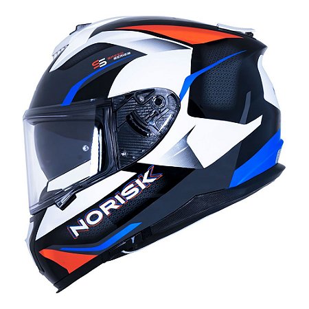 Capacete Norisk Strada Drive Branco Azul Vermelho