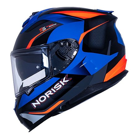 Capacete Norisk Strada Drive Azul Laranja Cinza