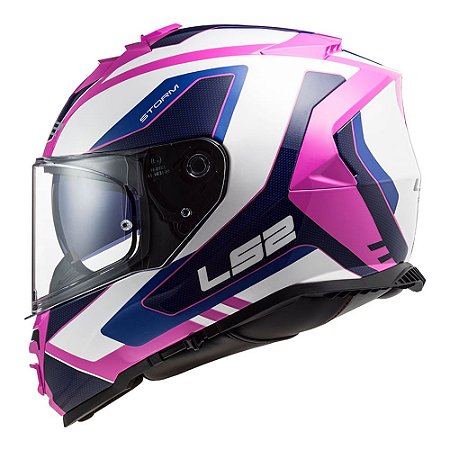 Capacete ls2 Storm ff800 Techy Branco Rosa