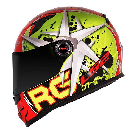 Capacete Ls2 ff358 classic Renato Garcia Amarelo Vermelho