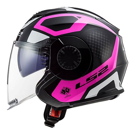 Capacete Ls2 OF570 Verso Marker preto rosa