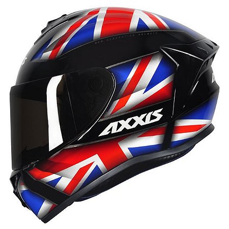 Capacete Axxis Draken UK Preto Vermelho e Azul