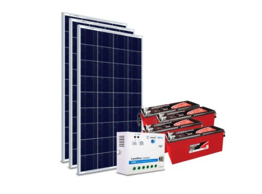 Kit Energia Solar Off Grid c/ Bateria 990Wp - até 3119Wh/dia